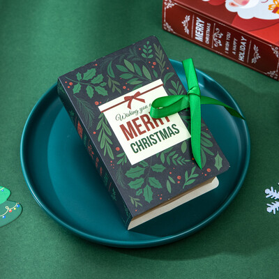 10gab Ziemassvētku ābolu konfekšu kastes dāvanu iesaiņojuma papīra kastītes Creative Magic Book Party Svētku dekorēšanas piederumi