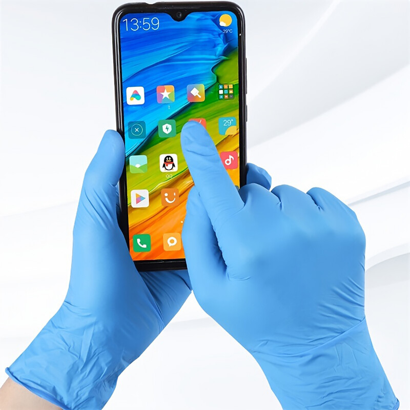 100/50 buc mănuși albastre de unică folosință din nitril, impermeabile și rezistente la ulei, mănuși durabile, antistatice, pentru unelte de gătit de bucătărie