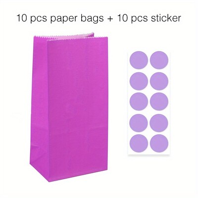 10 gab. Krāsaini, stingru svītru un punktveida stāvmaisi ar uzlīmēm - 18x9x6cm Favor dāvanu iesaiņojuma kārumu maisiņi kāzām