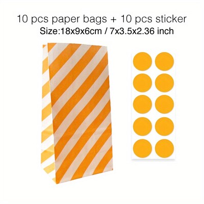 10 gab. Krāsaini, stingru svītru un punktveida stāvmaisi ar uzlīmēm - 18x9x6cm Favor dāvanu iesaiņojuma kārumu maisiņi kāzām