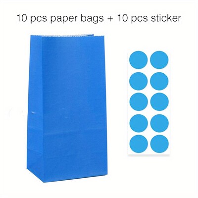 10 gab. Krāsaini, stingru svītru un punktveida stāvmaisi ar uzlīmēm - 18x9x6cm Favor dāvanu iesaiņojuma kārumu maisiņi kāzām