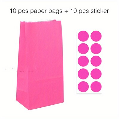 10 gab. Krāsaini, stingru svītru un punktveida stāvmaisi ar uzlīmēm - 18x9x6cm Favor dāvanu iesaiņojuma kārumu maisiņi kāzām