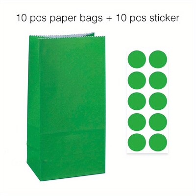 10 gab. Krāsaini, stingru svītru un punktveida stāvmaisi ar uzlīmēm - 18x9x6cm Favor dāvanu iesaiņojuma kārumu maisiņi kāzām