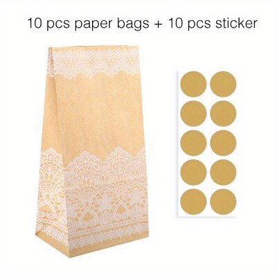 10 gab. Krāsaini, stingru svītru un punktveida stāvmaisi ar uzlīmēm - 18x9x6cm Favor dāvanu iesaiņojuma kārumu maisiņi kāzām