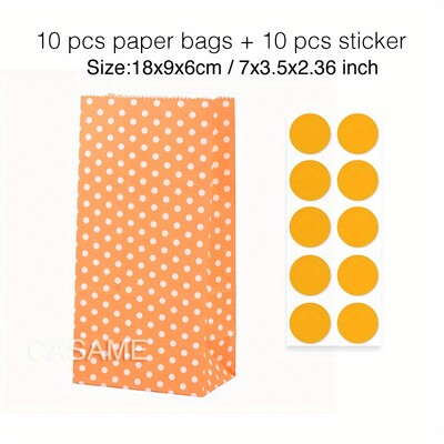 10 gab. Krāsaini, stingru svītru un punktveida stāvmaisi ar uzlīmēm - 18x9x6cm Favor dāvanu iesaiņojuma kārumu maisiņi kāzām