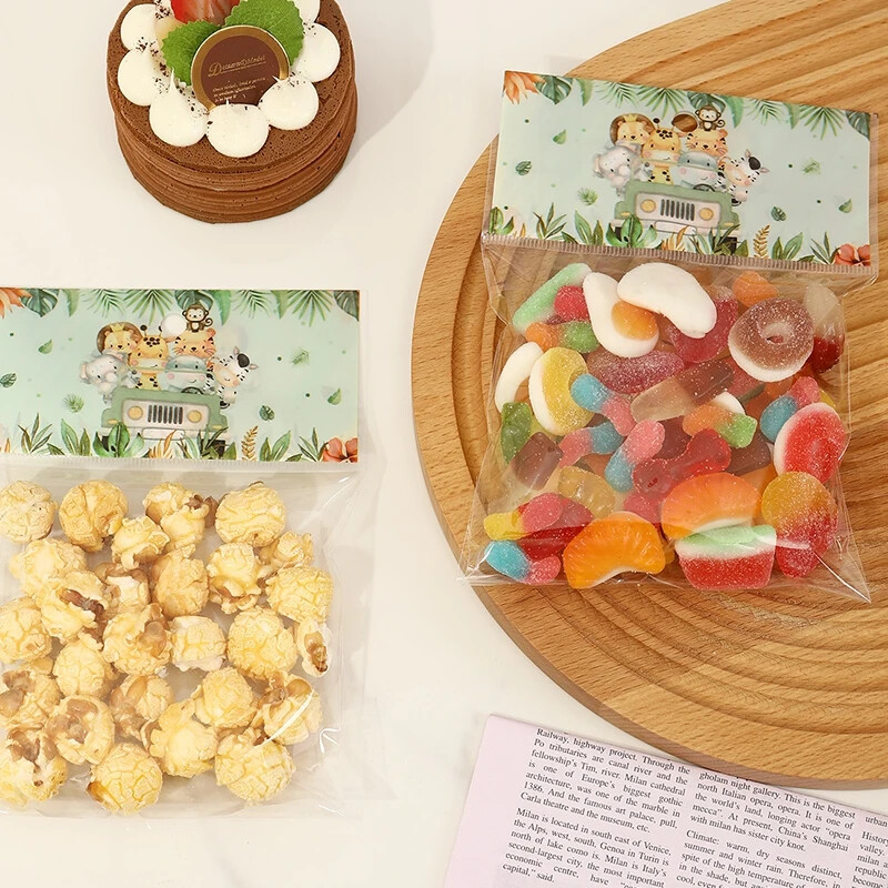 30 бр. Животни от джунглата Парти торбички за подаръци Опаковка за бисквити Торбичка за бонбони Сафари Торбичка за подаръци за гости Деца Консумативи за рожден ден Baby Shower