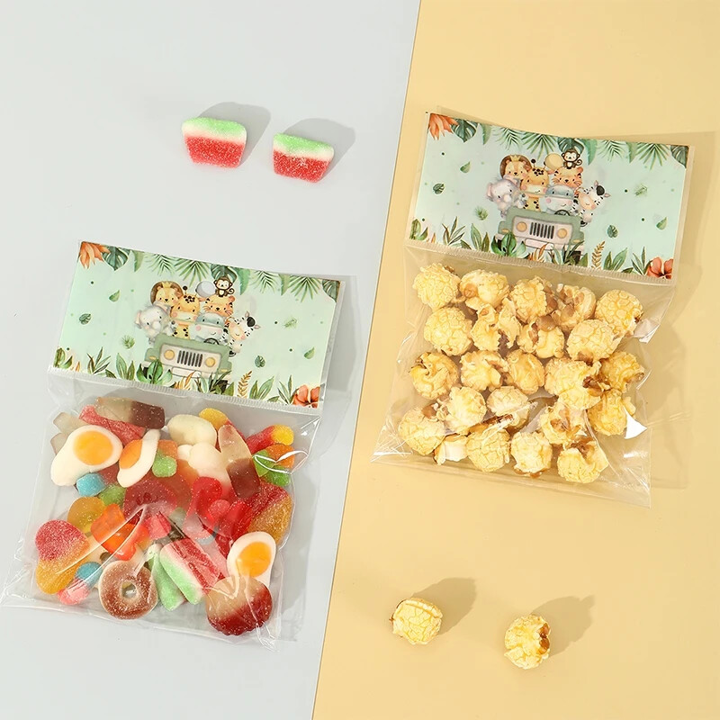 30 бр. Животни от джунглата Парти торбички за подаръци Опаковка за бисквити Торбичка за бонбони Сафари Торбичка за подаръци за гости Деца Консумативи за рожден ден Baby Shower