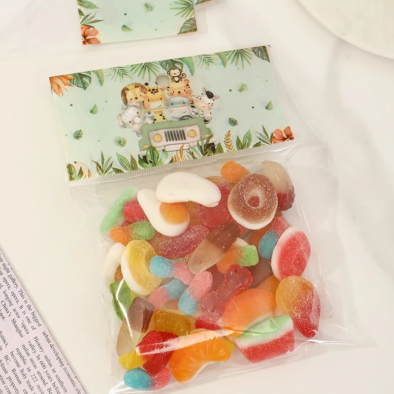 30 бр. Животни от джунглата Парти торбички за подаръци Опаковка за бисквити Торбичка за бонбони Сафари Торбичка за подаръци за гости Деца Консумативи за рожден ден Baby Shower