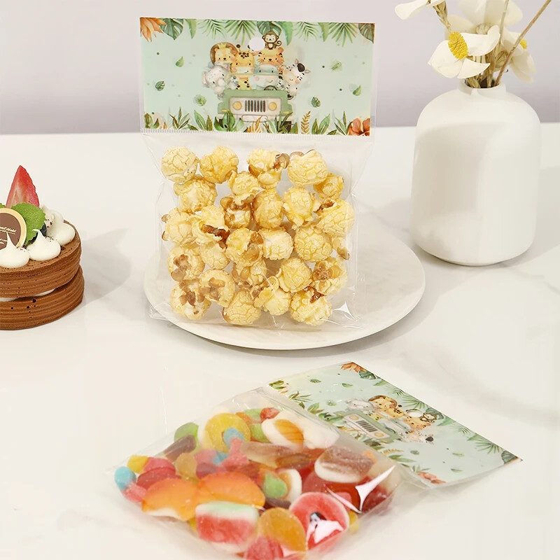 30 бр. Животни от джунглата Парти торбички за подаръци Опаковка за бисквити Торбичка за бонбони Сафари Торбичка за подаръци за гости Деца Консумативи за рожден ден Baby Shower