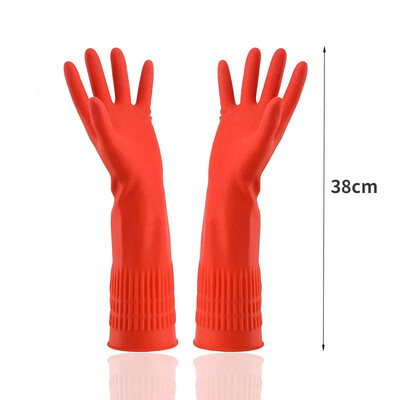1 pāris S/M/L Sarkans elastīgs gumijas tīrības cimdi Trauku mazgāšana Long Home Vannas istabas tīrīšana Virtuves piederumi Plastmasas cimdi