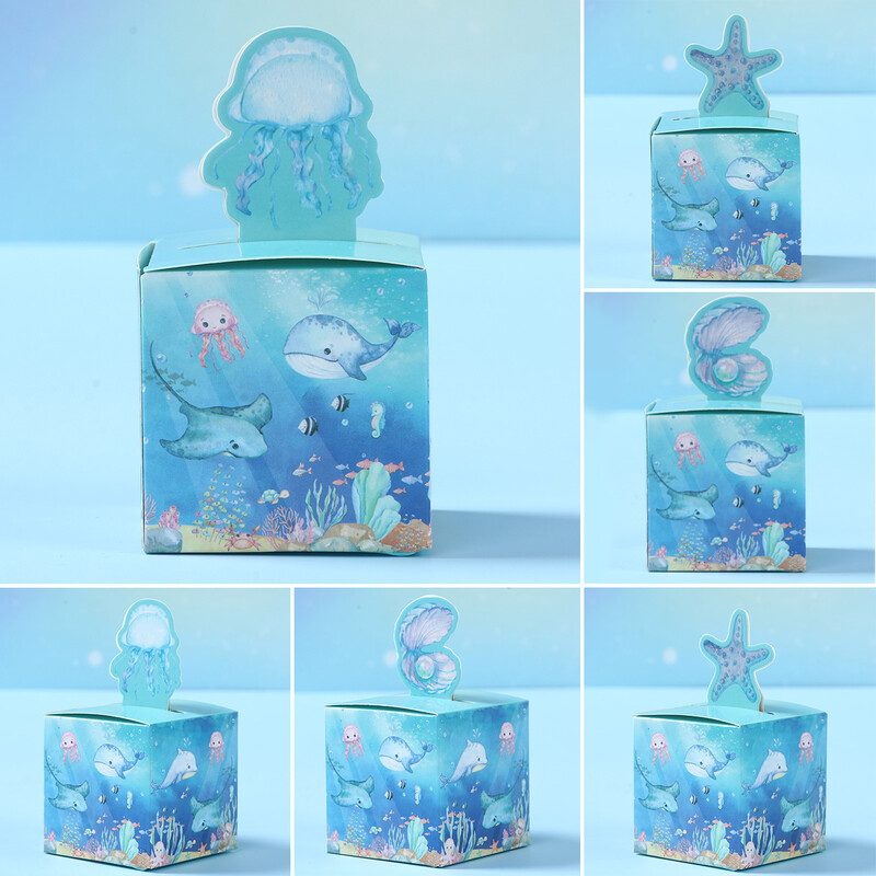 Cutie de bomboane tridimensională sub mare, cu temă de animale submarine, decorațiuni pentru petrecerea de aniversare, favoruri pentru copii, cadouri, cutie de bomboane pentru prăjituri