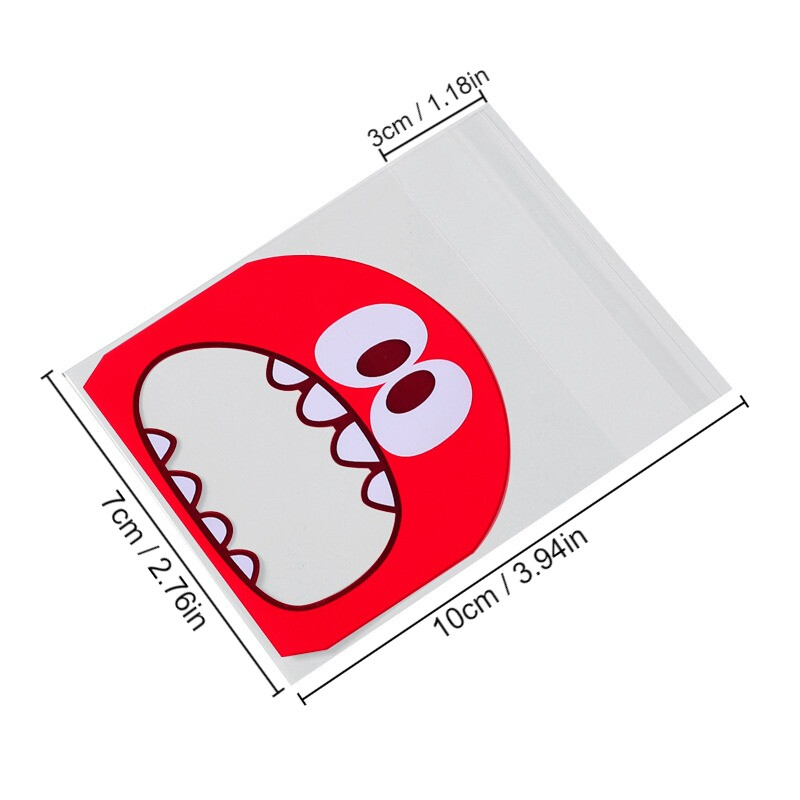 200 bucăți 7x7 cm drăguț mare gură monstru pungă de plastic OPP autoadeziv nunta petrecere de naștere favoare cookie bomboane cadou ambalare pungi