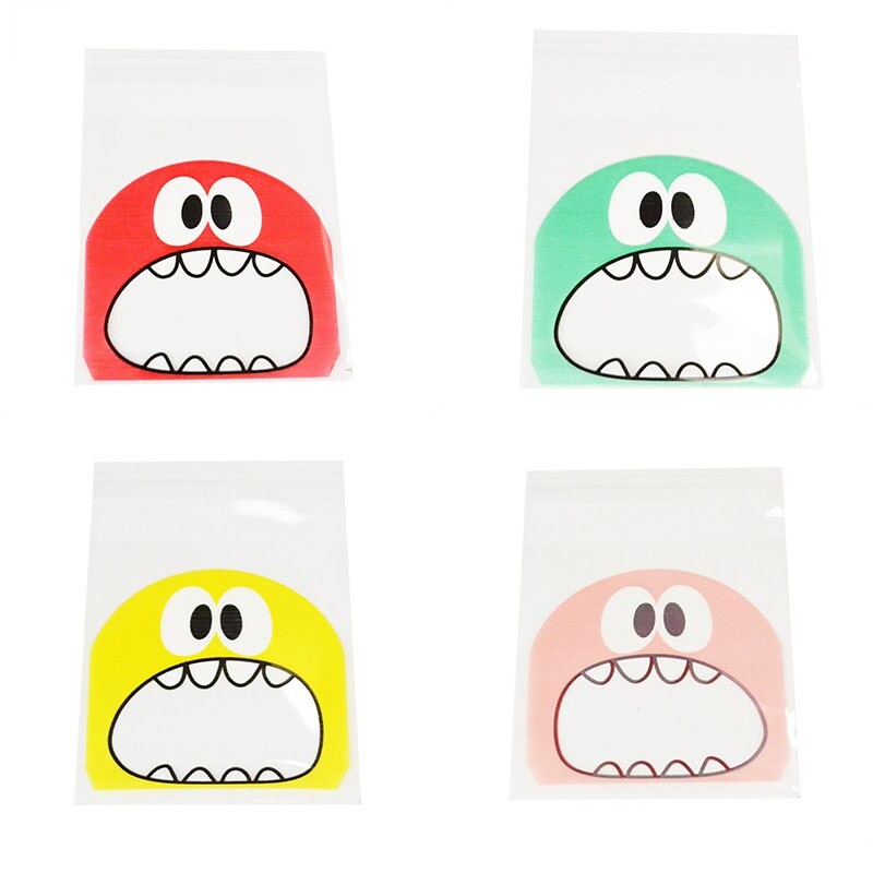 200 bucăți 7x7 cm drăguț mare gură monstru pungă de plastic OPP autoadeziv nunta petrecere de naștere favoare cookie bomboane cadou ambalare pungi