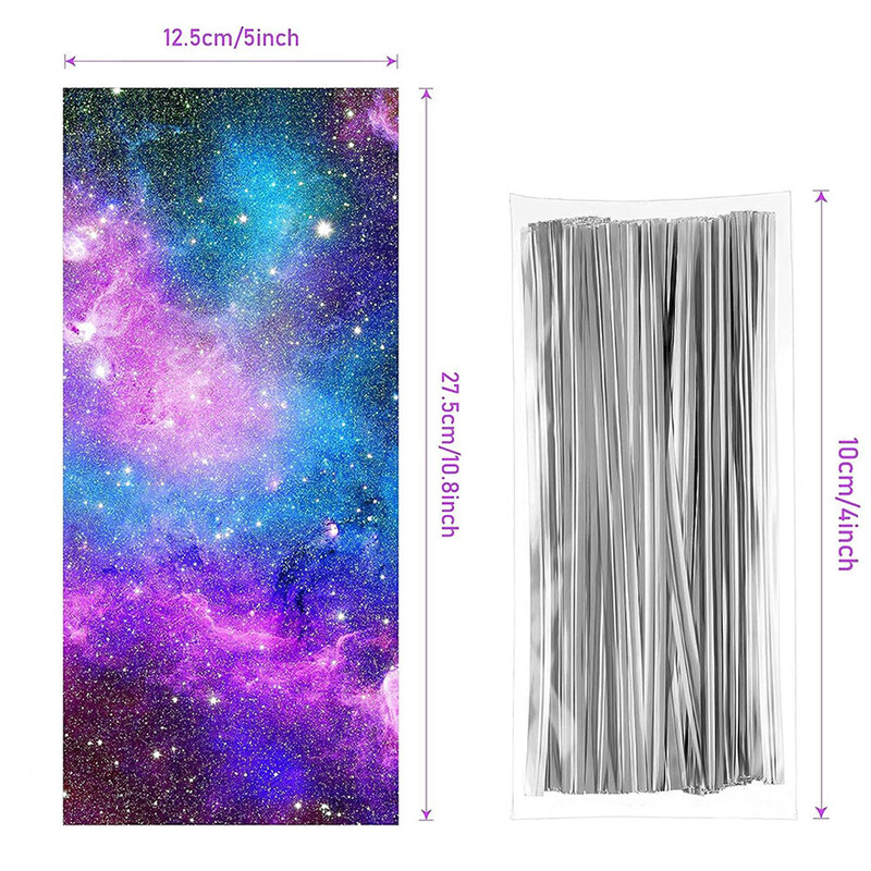10-100 bucăți saci de petrecere spațială pungi din plastic cu tema galaxie saci cu bomboane pentru petrecere saci cu bomboane pentru copii pentru ziua de naștere