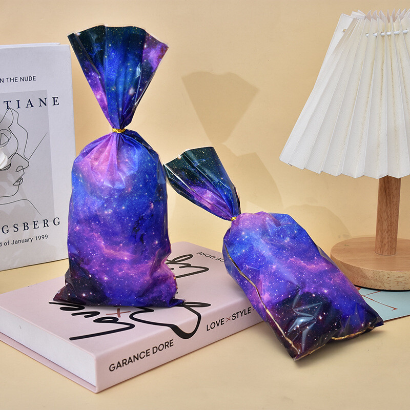 10-100 bucăți saci de petrecere spațială pungi din plastic cu tema galaxie saci cu bomboane pentru petrecere saci cu bomboane pentru copii pentru ziua de naștere