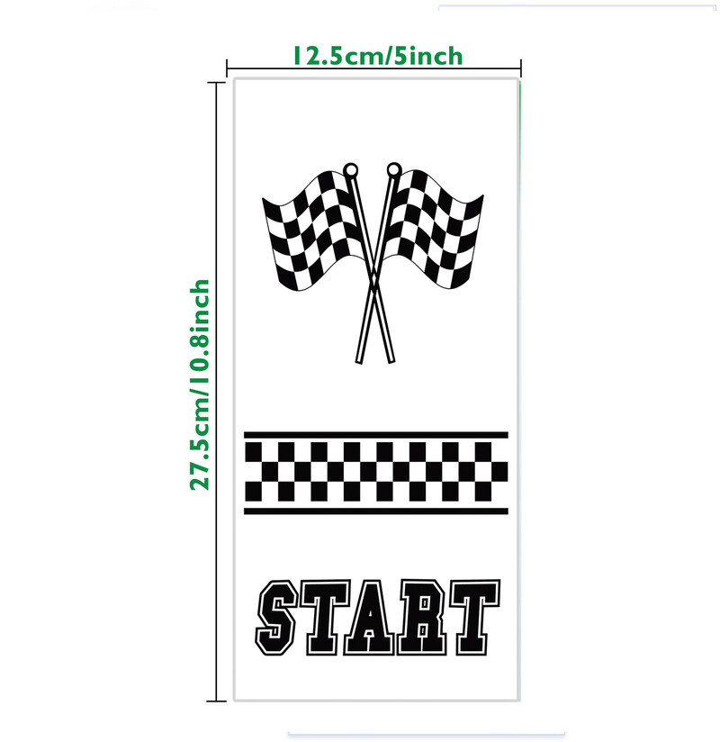 Подаръчна чанта на тема състезателна кола Мотоциклетно лакомство Чанти за бонбони Карирани черно-бели състезателни найлонови торбички Сувенири за парти за рожден ден на деца