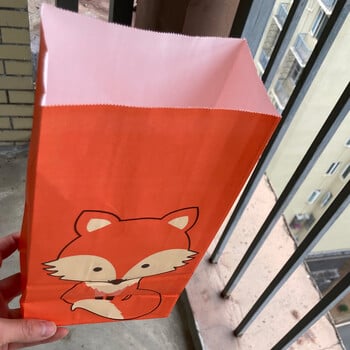 8 τμχ Fox Woodland Animal Party Paper Τσάντες δώρου Τσάντες Candy Treat Τσάντες για πάρτι γενεθλίων Προμήθειες διακόσμησης ντους για μωρά