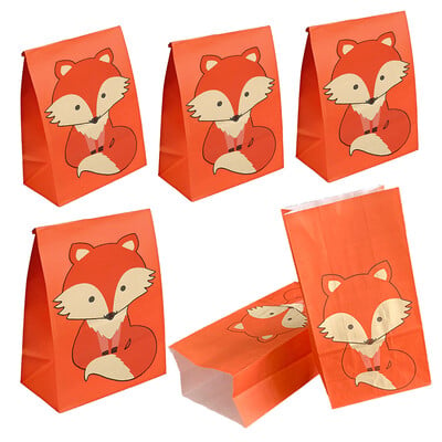 8Gb Fox Woodland Animal Party Paper Goodie Dāvanu maisiņi Konfekšu kārumu maisiņi Dzimšanas dienas ballītes Bērnu dušas dekorēšanas piederumi