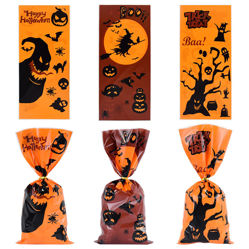50 бр Хелоуин торбички с бонбони Ужас тиква призрак бисквитки подаръци опаковки торбички торбичка за деца Trick or Treat Хелоуин парти декор