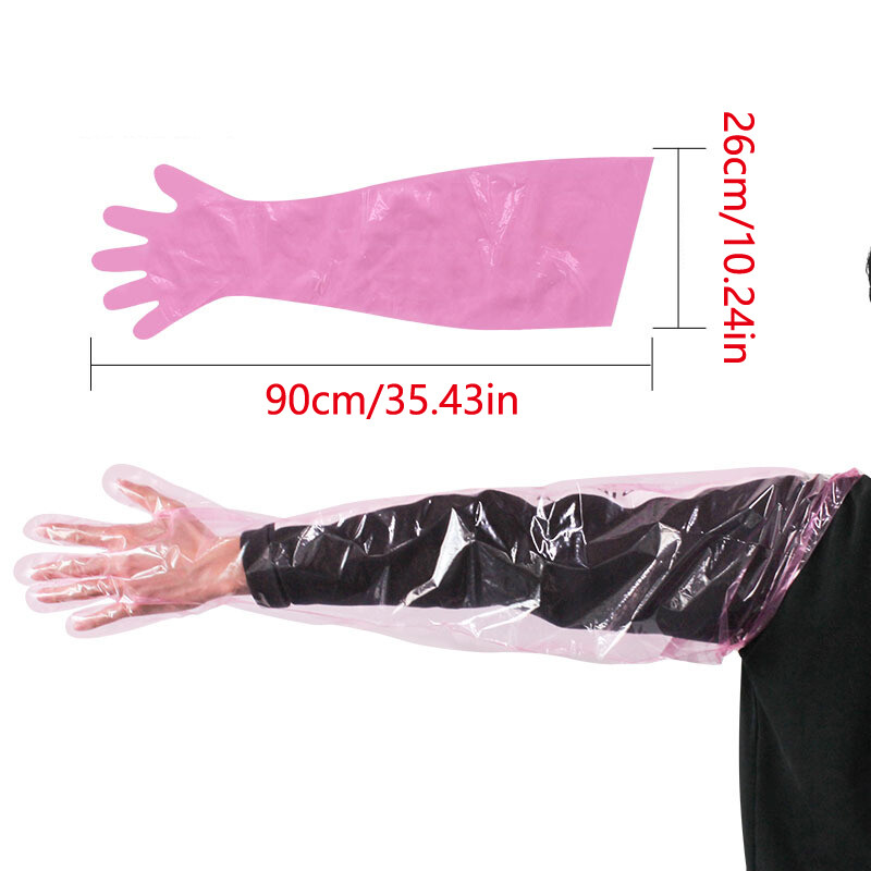 50 buc mănuși de unică folosință cu braț lung Mănuși de fermă robuste, non-toxice, pentru examinare veterinară, mănuși multifuncționale de unică folosință