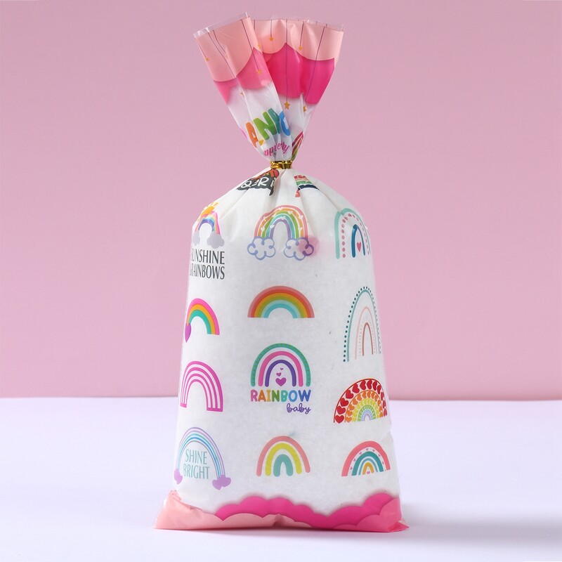 50бр. Boho Rainbow Целофанови торбички Подаръчни торбички Rainbow Birthday Party Decorations Подарък чанта за бонбони Baby Shower парти консумативи