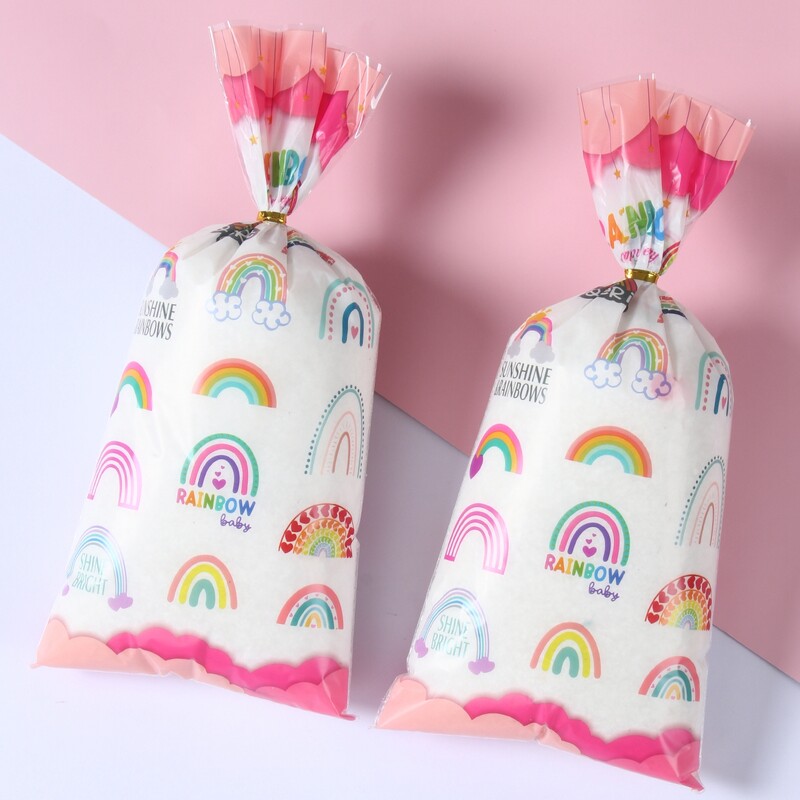 50бр. Boho Rainbow Целофанови торбички Подаръчни торбички Rainbow Birthday Party Decorations Подарък чанта за бонбони Baby Shower парти консумативи