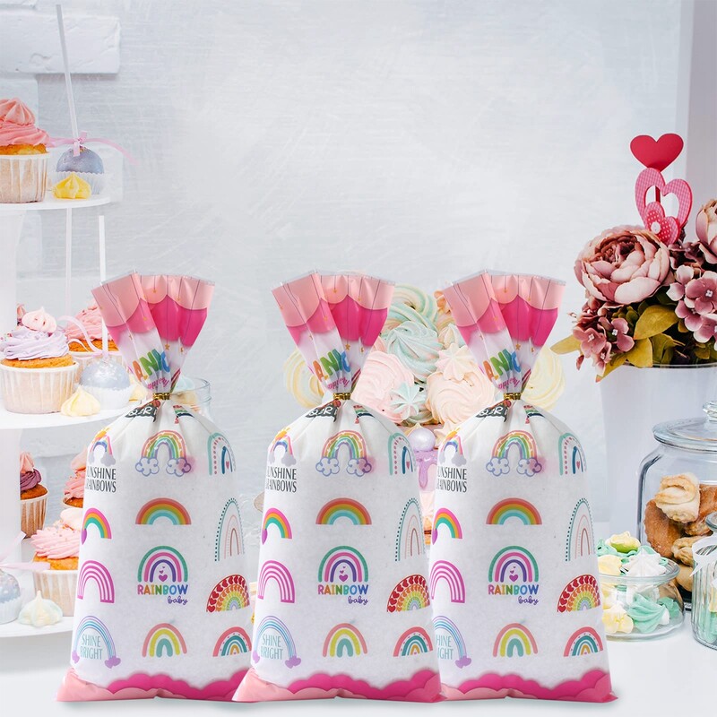 50бр. Boho Rainbow Целофанови торбички Подаръчни торбички Rainbow Birthday Party Decorations Подарък чанта за бонбони Baby Shower парти консумативи