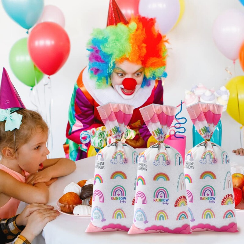 50бр. Boho Rainbow Целофанови торбички Подаръчни торбички Rainbow Birthday Party Decorations Подарък чанта за бонбони Baby Shower парти консумативи
