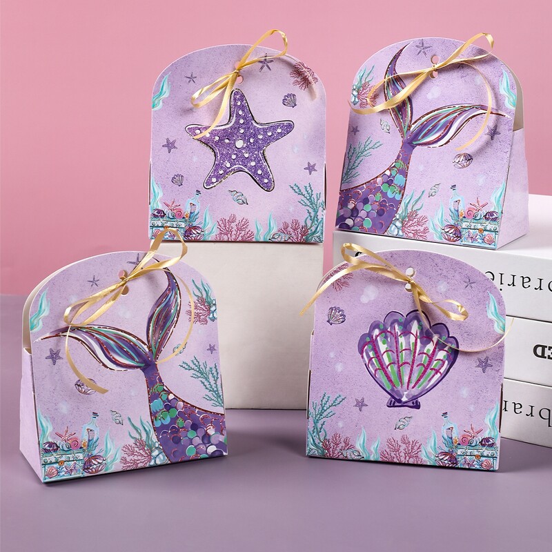 Cutie de bomboane de sirenă sub tema mării Coada de sirenă Decor pentru petrecerea de aniversare Favoruri pentru copii Cadou pentru fete Rechizite pentru baby shower