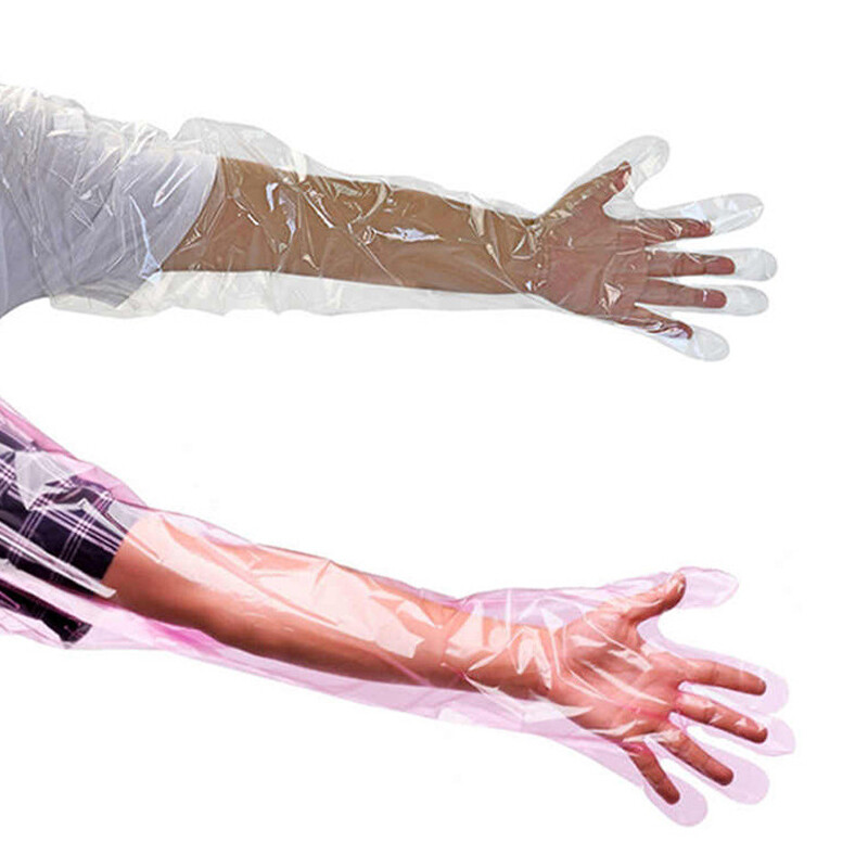 50 buc mănuși de unică folosință cu braț lung Mănuși de fermă robuste, non-toxice, pentru examinare veterinară, mănuși multifuncționale de unică folosință