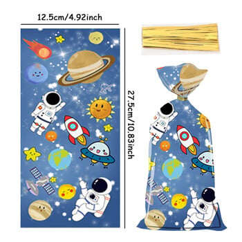 50 τμχ Cartoon Outer Space Theme Astronaut Party Τσάντα συσκευασίας Τσάντα συσκευασίας για κέικ καραμέλα Τσάντα μπομπονιέρες για Happy Birthday Party