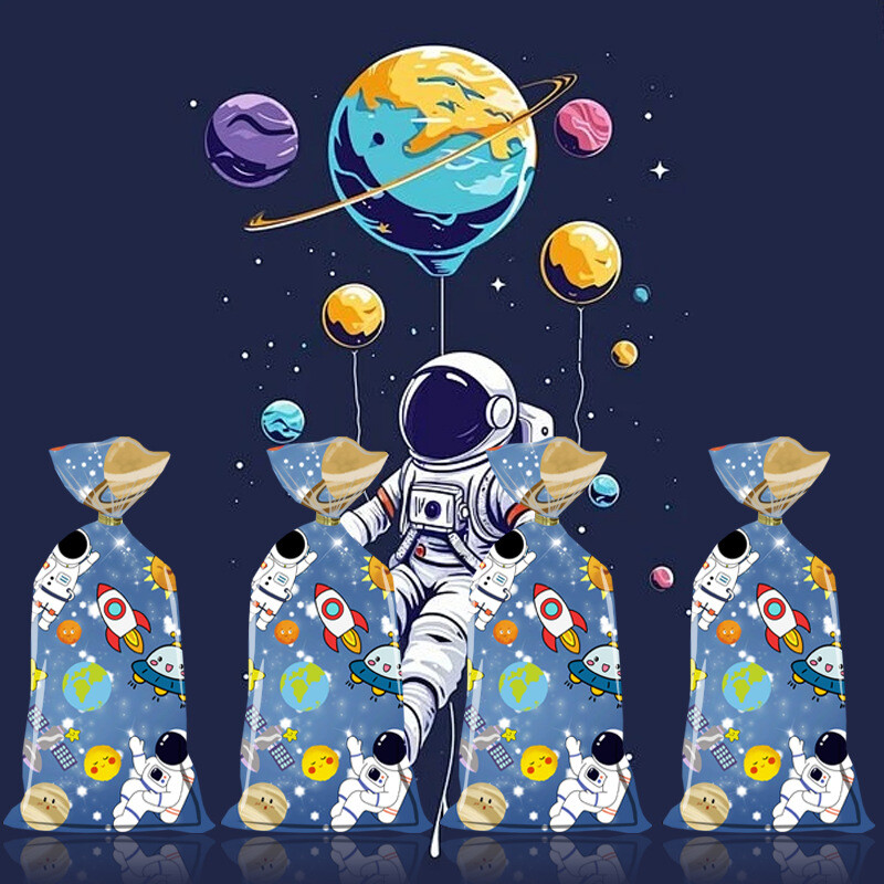 50 de bucăți de desene animate în spațiul cosmic astronaut pentru petrecere cu tematică, pungă de ambalare pentru cadouri
