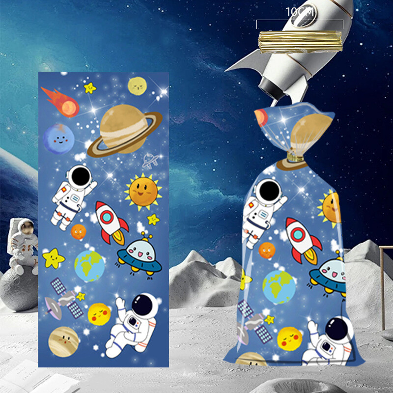 50 de bucăți de desene animate în spațiul cosmic astronaut pentru petrecere cu tematică, pungă de ambalare pentru cadouri