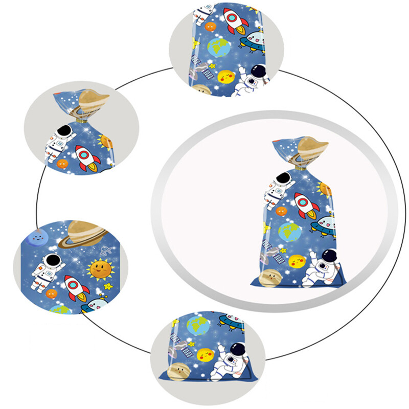 50 de bucăți de desene animate în spațiul cosmic astronaut pentru petrecere cu tematică, pungă de ambalare pentru cadouri