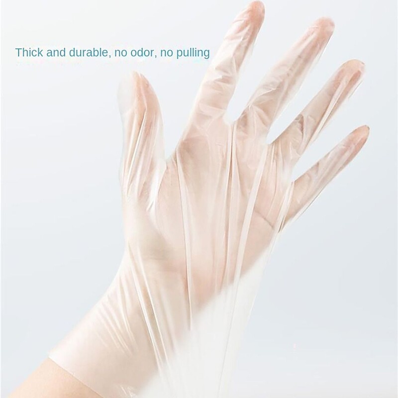 100 бр. Ръкавици за еднократна употреба, безопасни за работа с киселини, нехлъзгащи се S/M/L/XL почистващи ръкавици, прозрачни ръкавици без латекс за хранителни продукти Пазар