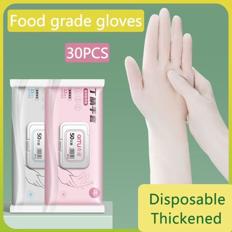 30 vnt. vienkartinės pirštinės buitinis valymas virtuvės indų plovimas patvarios maisto klasės pailgintos sutirštintos vandeniui atsparios pirštinės