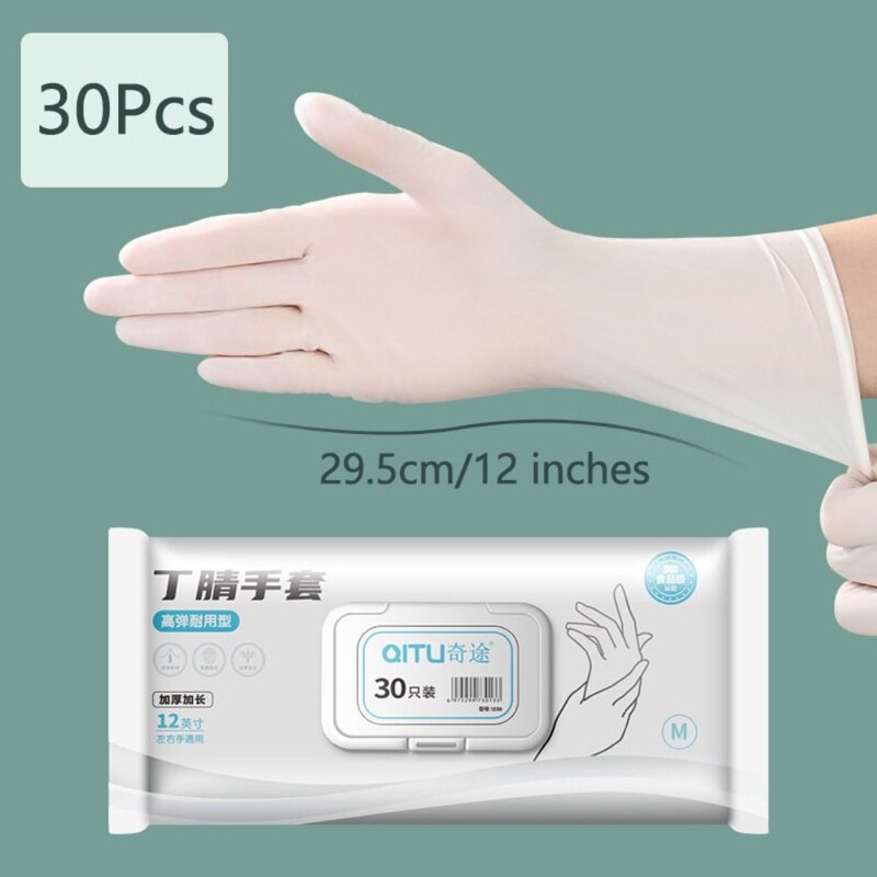 30 vnt. vienkartinės pirštinės buitinis valymas virtuvės indų plovimas patvarios maisto klasės pailgintos sutirštintos vandeniui atsparios pirštinės