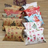 10pc9x7x2,5cm kraft Χάρτινο κουτί σε σχήμα μαξιλαριού Μπομπονιέρα γάμου Κουτιά δώρου για παιδικό ντους στο σπίτι Προμήθειες γενεθλίων για παιδιά