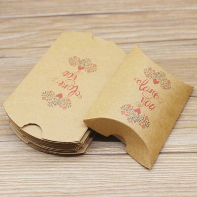 10pc9x7x2,5cm kraft Χάρτινο κουτί σε σχήμα μαξιλαριού Μπομπονιέρα γάμου Κουτιά δώρου για παιδικό ντους στο σπίτι Προμήθειες γενεθλίων για παιδιά