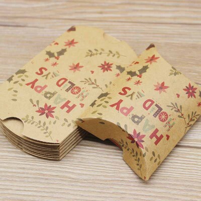 10pc9x7x2,5cm kraft Χάρτινο κουτί σε σχήμα μαξιλαριού Μπομπονιέρα γάμου Κουτιά δώρου για παιδικό ντους στο σπίτι Προμήθειες γενεθλίων για παιδιά