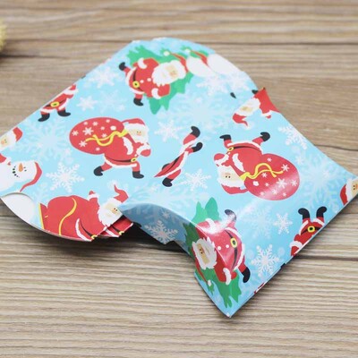 10pc9x7x2,5cm kraft Χάρτινο κουτί σε σχήμα μαξιλαριού Μπομπονιέρα γάμου Κουτιά δώρου για παιδικό ντους στο σπίτι Προμήθειες γενεθλίων για παιδιά