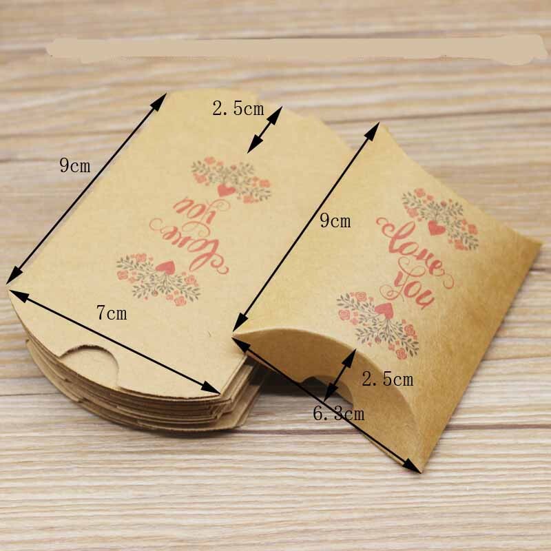 10 buc 9x7x2,5 cm cutie de hârtie kraft cutie de bomboane în formă de pernă, cutii de cadou pentru favoare de nuntă, pentru acasă, baby shower, consumabile pentru petrecerea de aniversare