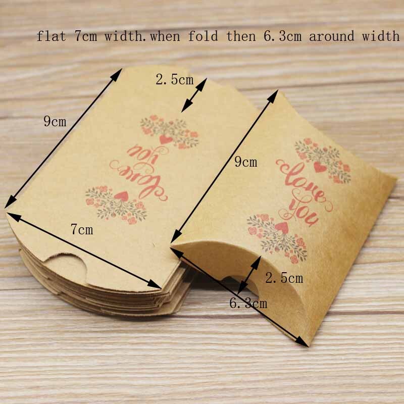 10 buc 9x7x2,5 cm cutie de hârtie kraft cutie de bomboane în formă de pernă, cutii de cadou pentru favoare de nuntă, pentru acasă, baby shower, consumabile pentru petrecerea de aniversare
