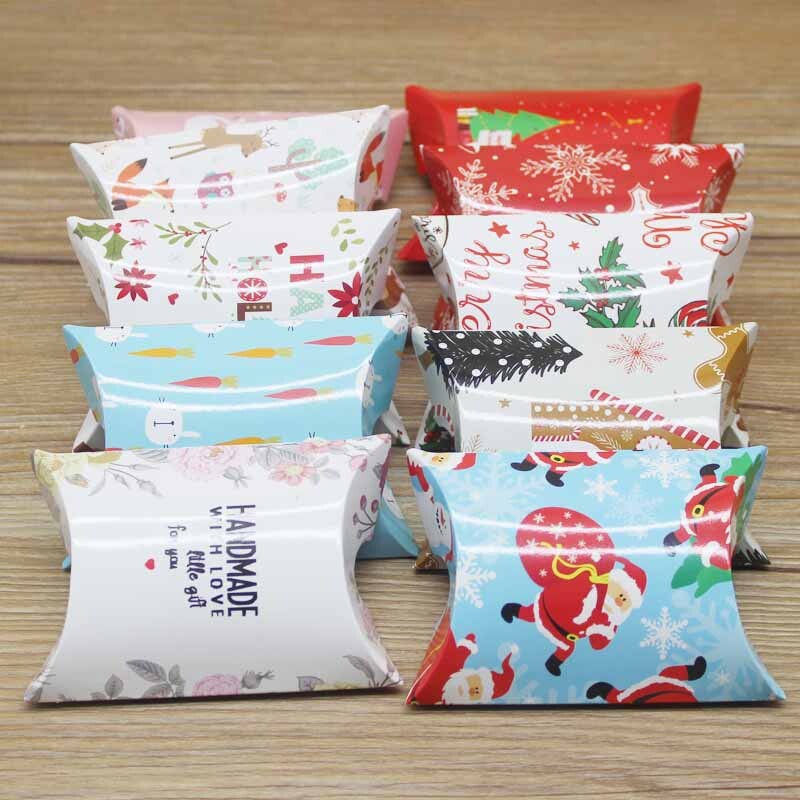 10 buc 9x7x2,5 cm cutie de hârtie kraft cutie de bomboane în formă de pernă, cutii de cadou pentru favoare de nuntă, pentru acasă, baby shower, consumabile pentru petrecerea de aniversare