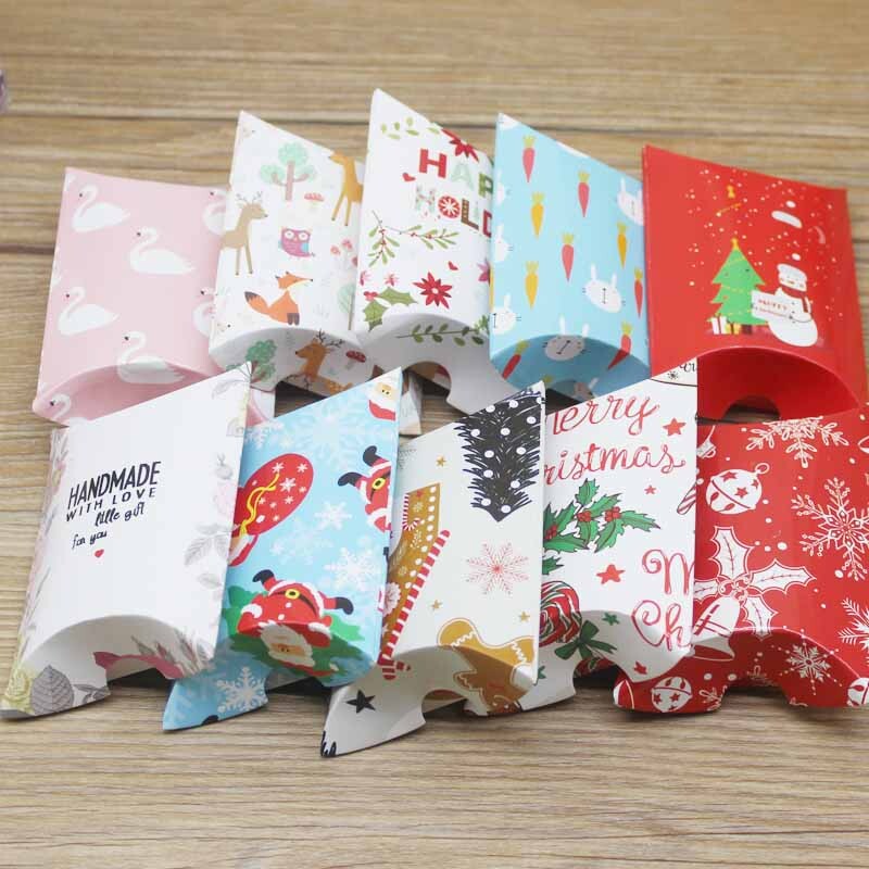 10 buc 9x7x2,5 cm cutie de hârtie kraft cutie de bomboane în formă de pernă, cutii de cadou pentru favoare de nuntă, pentru acasă, baby shower, consumabile pentru petrecerea de aniversare