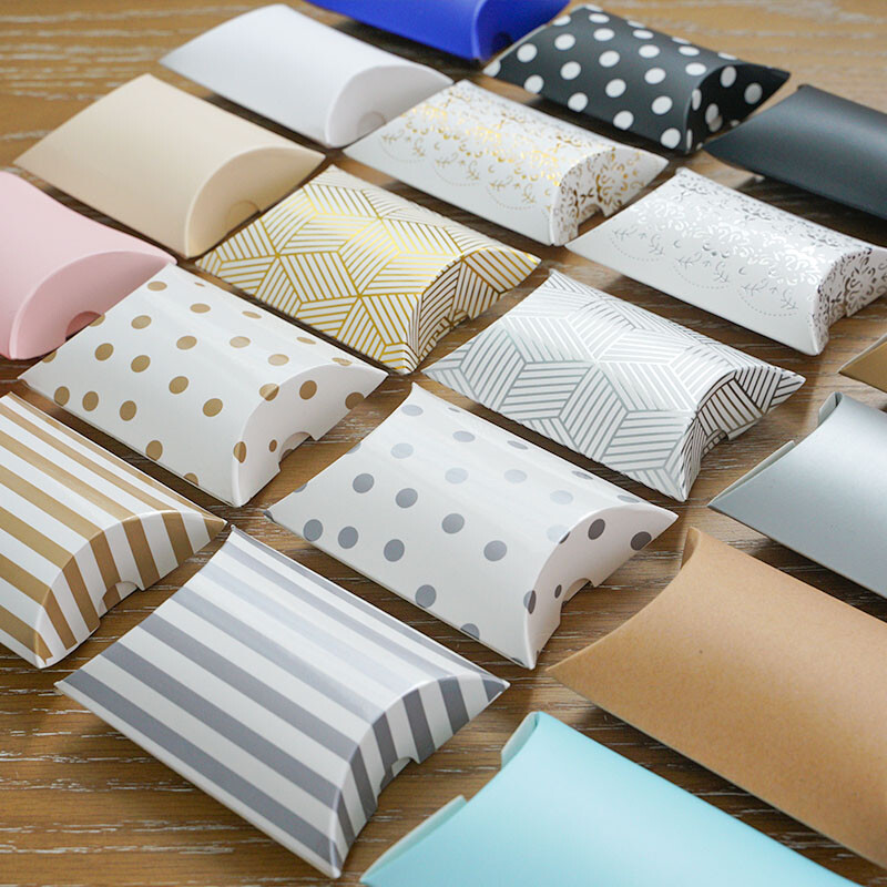 50/100 de bucăți cutii de bomboane pentru pernă, cutie de cadou din hârtie kraft, ambalaj pentru petrecerea de nuntă, accesorii de bricolaj, pentru decorare, pentru baby shower
