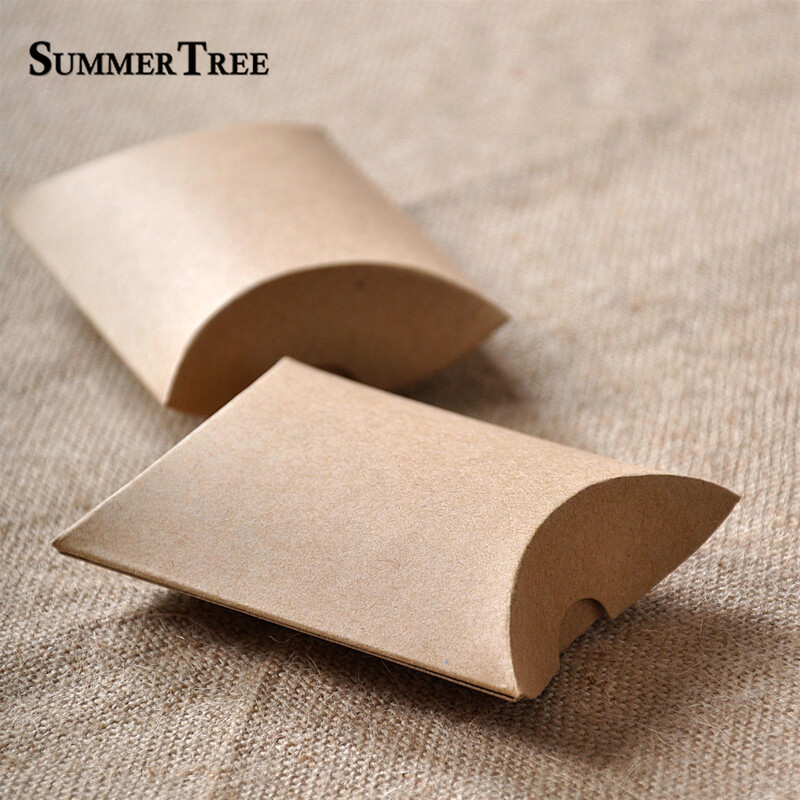 50/100 de bucăți cutii de bomboane pentru pernă, cutie de cadou din hârtie kraft, ambalaj pentru petrecerea de nuntă, accesorii de bricolaj, pentru decorare, pentru baby shower