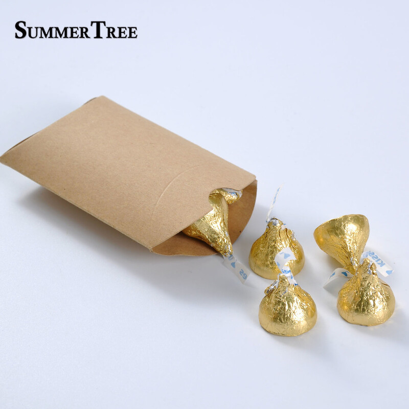 50/100 de bucăți cutii de bomboane pentru pernă, cutie de cadou din hârtie kraft, ambalaj pentru petrecerea de nuntă, accesorii de bricolaj, pentru decorare, pentru baby shower