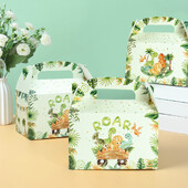 4 τμχ Τσάντα Jungle Party Gift Box Τσάντα Dinosaur Popcorn Candy Food Box Treat Kids Box Gift Gift Bag for Festival Party Decoration