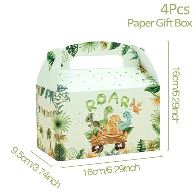 4 τμχ Τσάντα Jungle Party Gift Box Τσάντα Dinosaur Popcorn Candy Food Box Treat Kids Box Gift Gift Bag for Festival Party Decoration